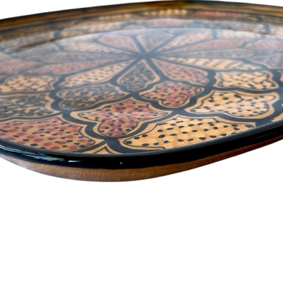 Le Souk Tunisia Handmade Honey Square Ceramic Vintage Platter Pottery Art Plate - Picture 7 of 12